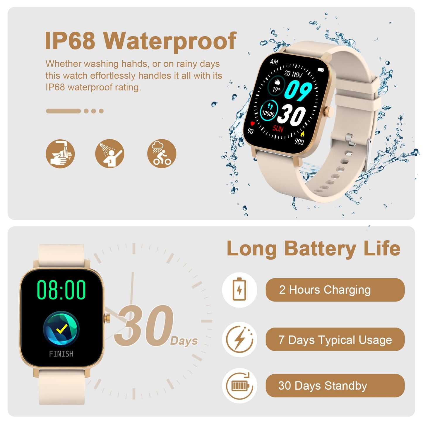토르잘프 1.83인치 블루투스 스마트워치 IP68 블랙 | Torjalph Fitness Smart Watch