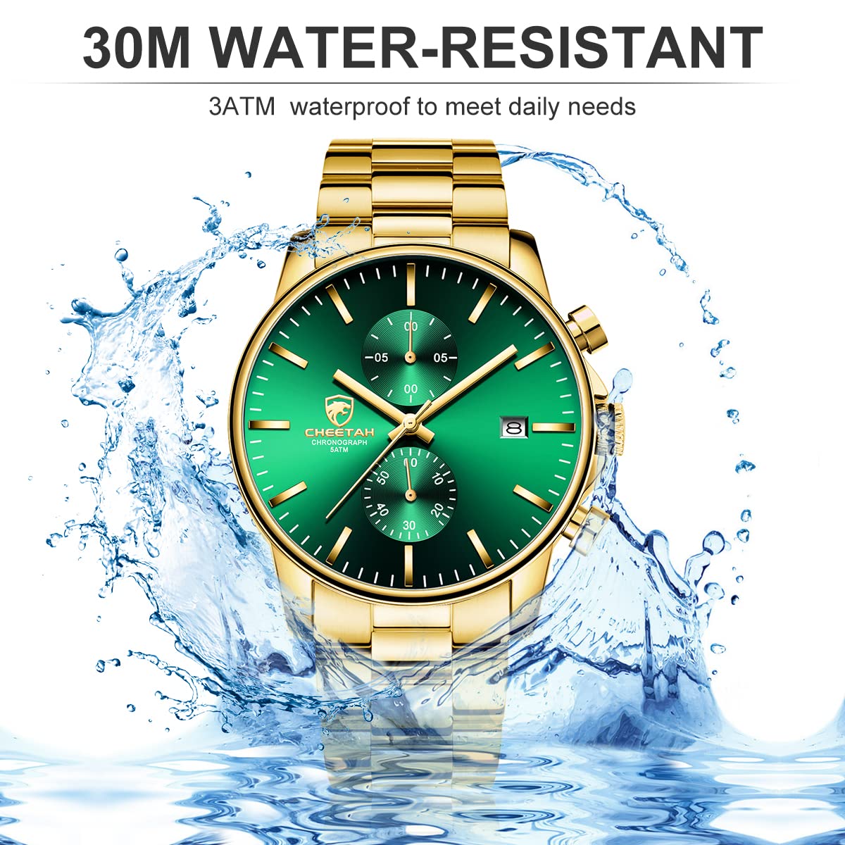 골든 아워 남성용 크로노그래프 스테인리스 쿼츠 시계 42mm | GOLDEN HOUR Business Watch