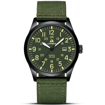 엘엔 렌친 밀리터리 스포츠 42mm 나일론 스트랩 시계 | LN LENQIN Tactical Quartz Watch