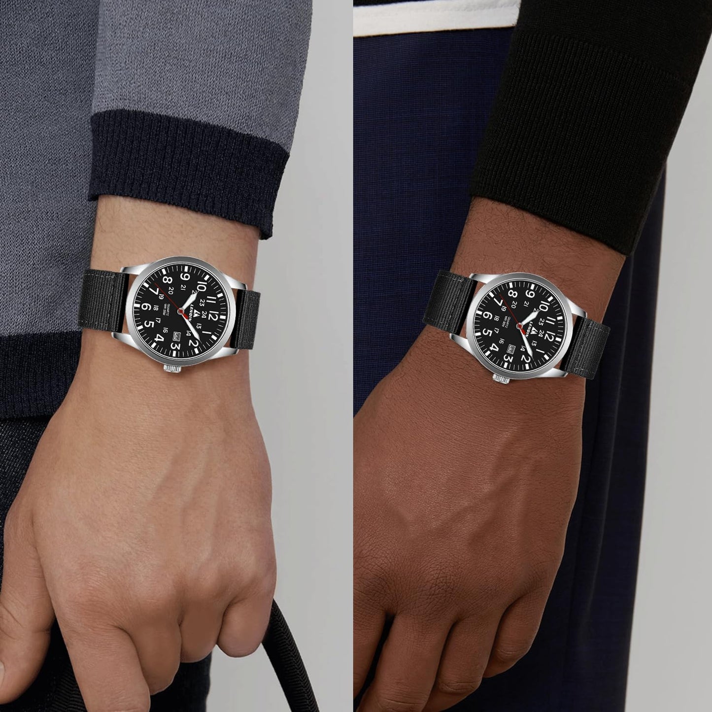 엘엔 렌친 밀리터리 스포츠 42mm 나일론 스트랩 시계 | LN LENQIN Tactical Quartz Watch