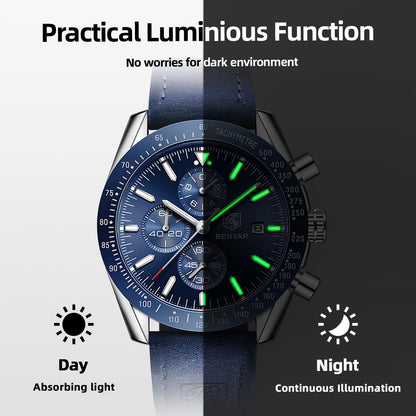 BY BENYAR Men's 45mm Chronograph Quartz Watch | Silicone Strap, Water Resistant