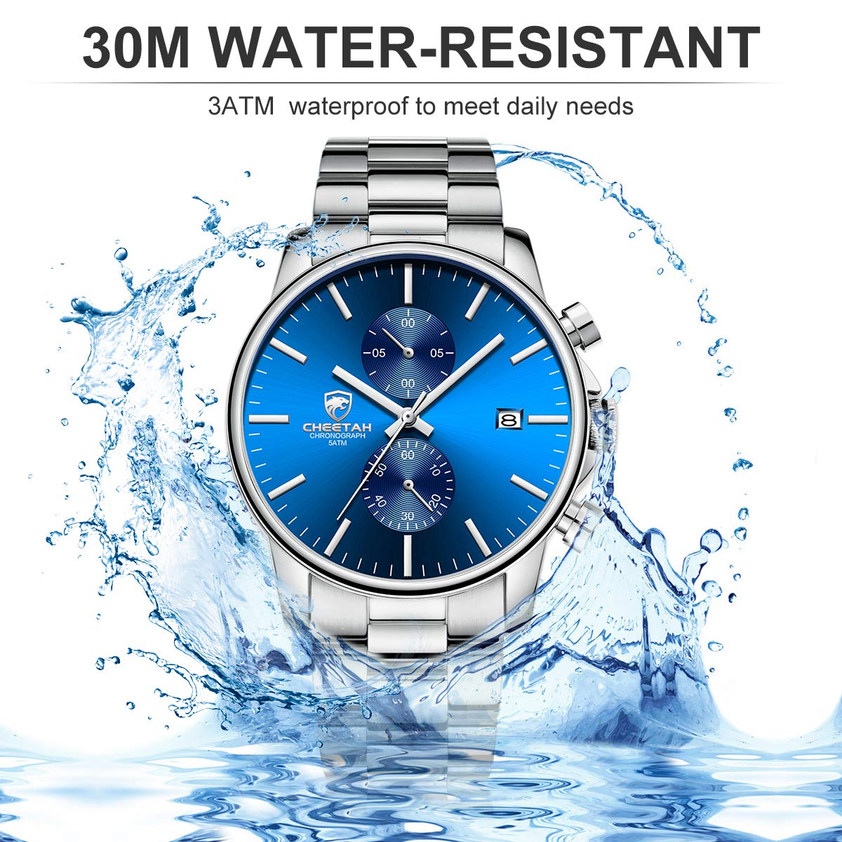 골든 아워 남성용 크로노그래프 스테인리스 쿼츠 시계 42mm | GOLDEN HOUR Business Watch