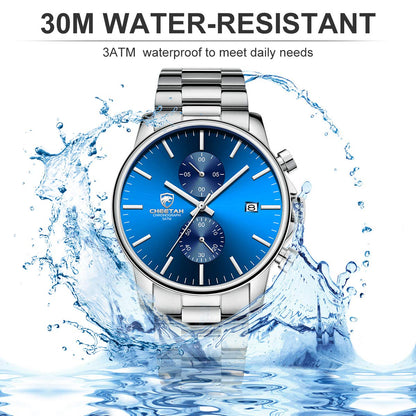 골든 아워 남성용 크로노그래프 스테인리스 쿼츠 시계 42mm | GOLDEN HOUR Business Watch