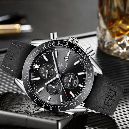 BY BENYAR Men's 45mm Chronograph Quartz Watch | Silicone Strap, Water Resistant
