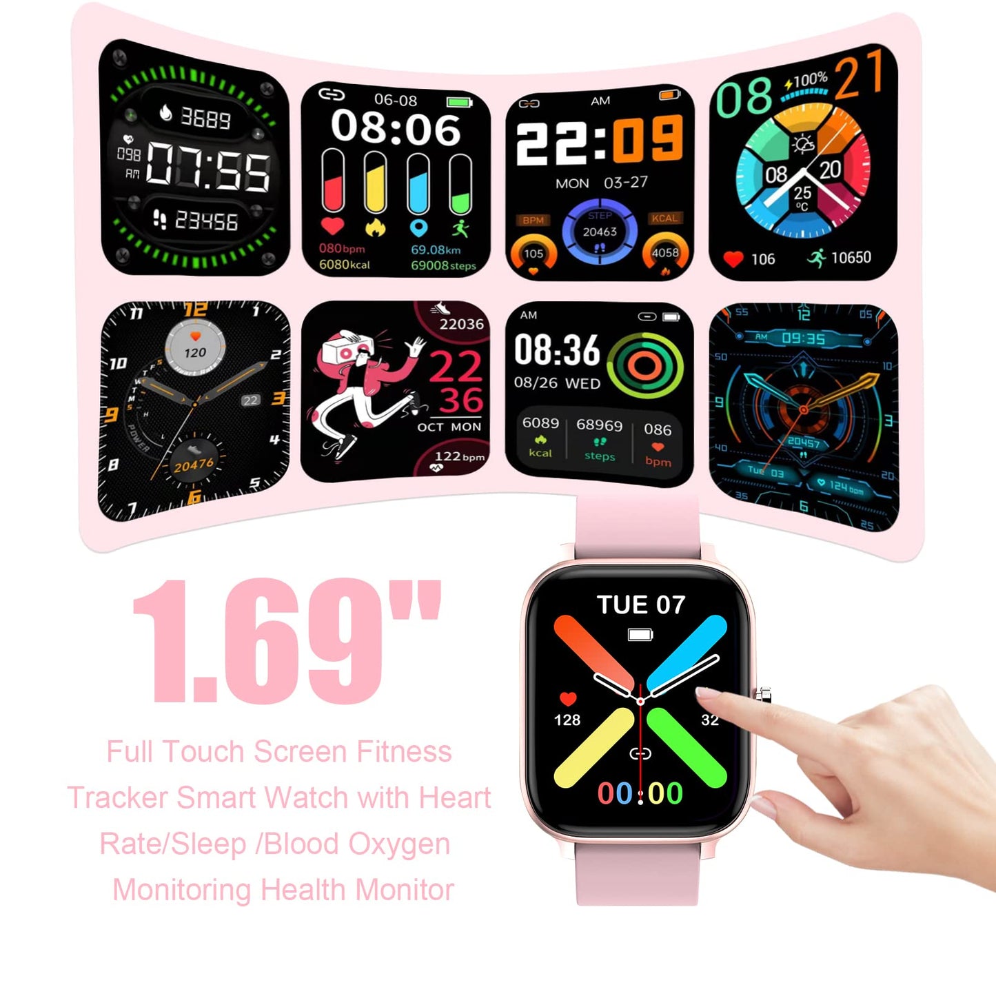 토르잘프 1.83인치 블루투스 스마트워치 IP68 블랙 | Torjalph Fitness Smart Watch