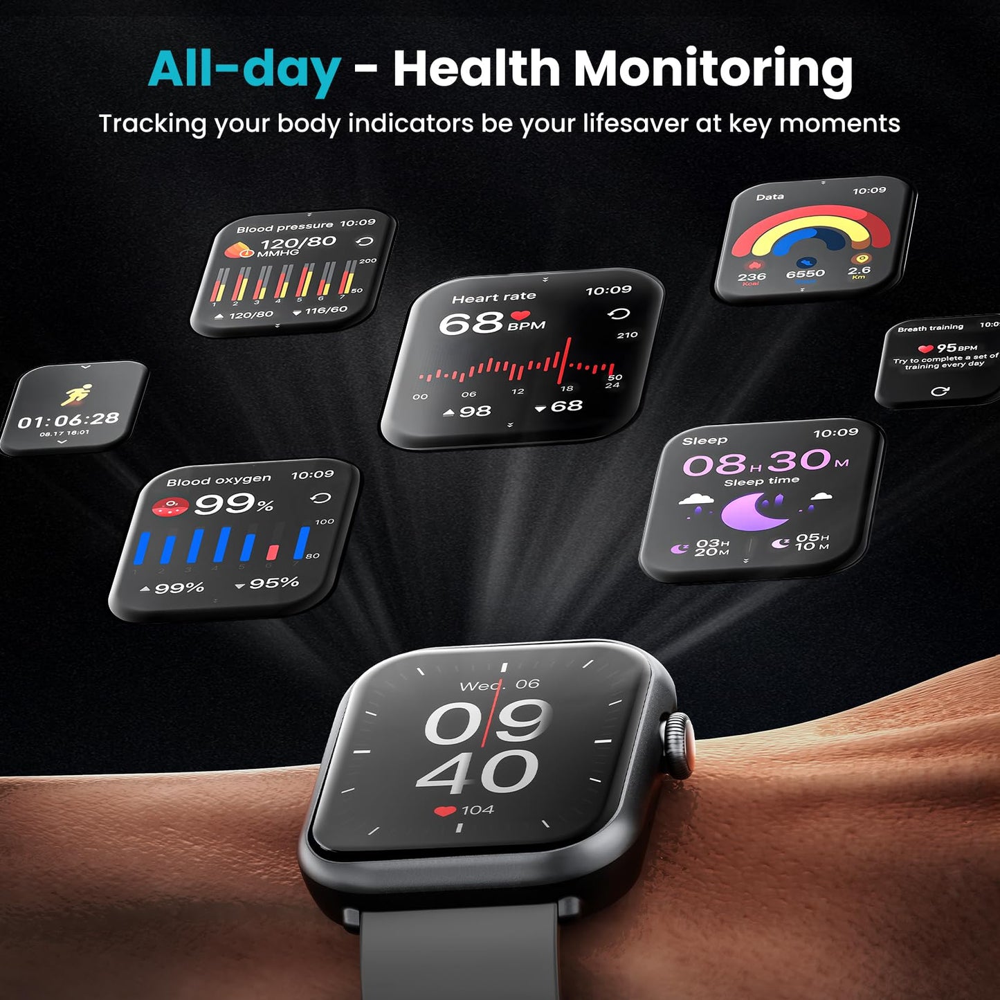 HOMOGO K77 1.83-inch smartwatch, 1000mAh large-capacity battery, black 