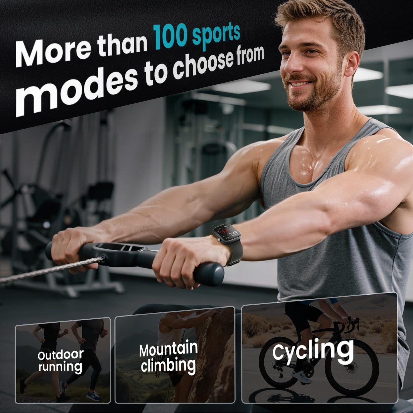 HOMOGO K77 1.83-inch smartwatch, 1000mAh large-capacity battery, black 