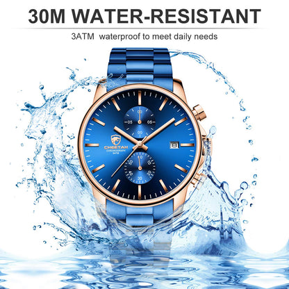 골든 아워 남성용 크로노그래프 스테인리스 쿼츠 시계 42mm | GOLDEN HOUR Business Watch