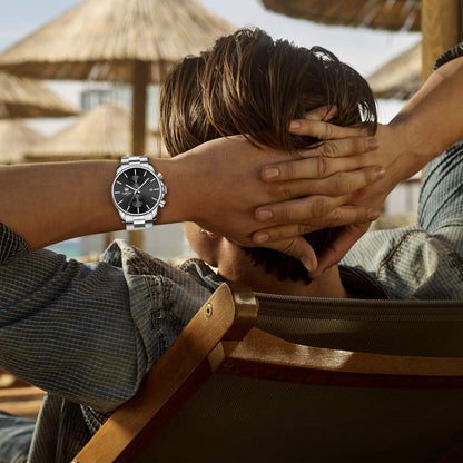 골든 아워 남성용 크로노그래프 스테인리스 쿼츠 시계 42mm | GOLDEN HOUR Business Watch