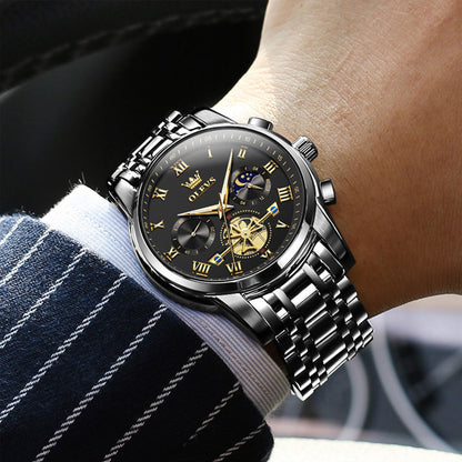 OLEVS Men's Big Face Luxury Quartz Watch 41mm Stainless Steel | Waterproof Luminous