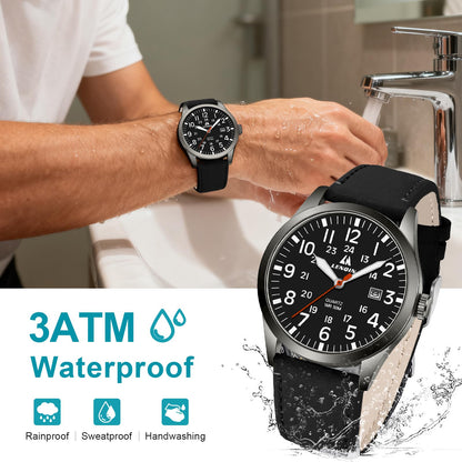 엘엔 렌친 남성용 38mm 스테인리스 쿼츠 시계 확장 밴드 | LN LENQIN Men’s Analog Watch