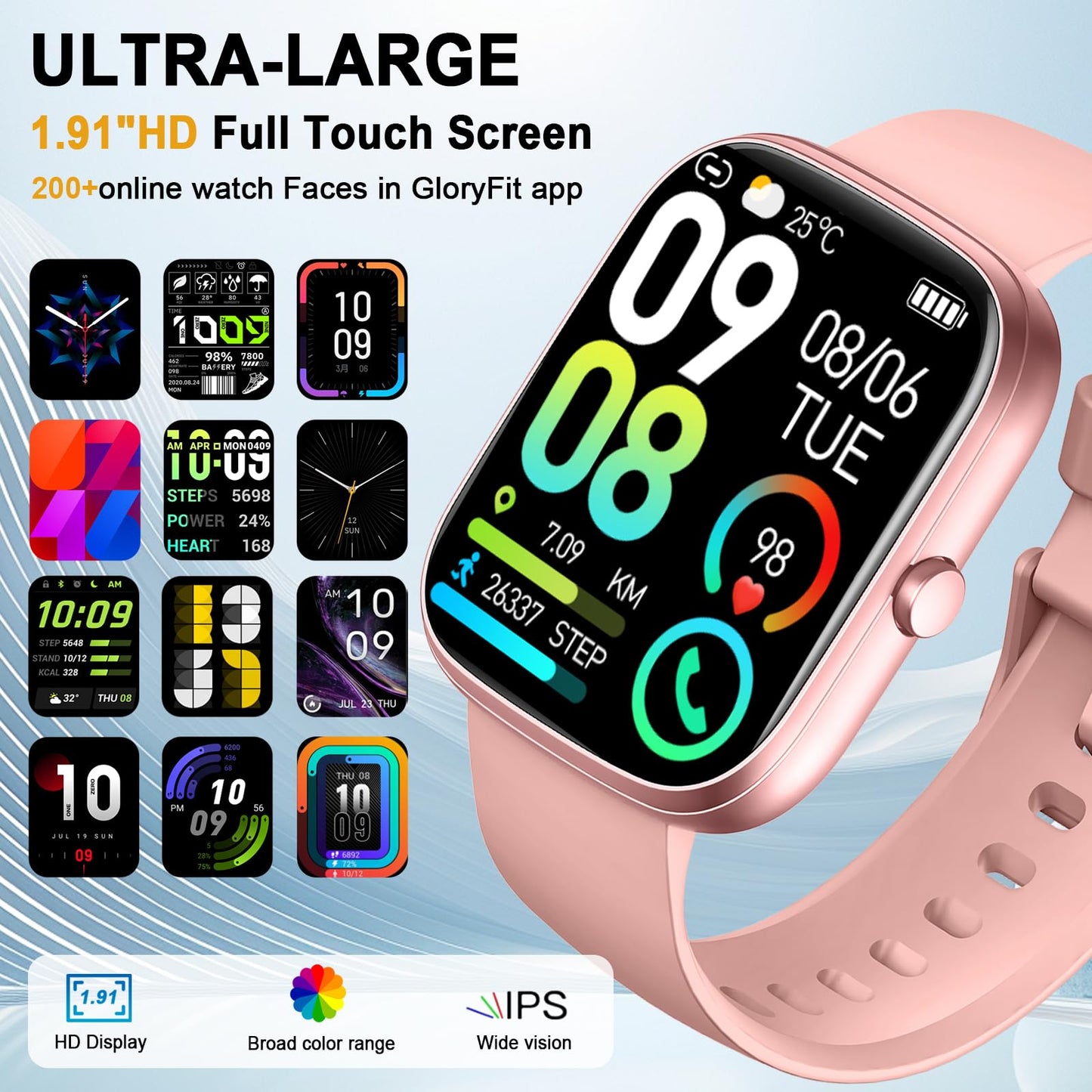 Soudorv T70-2026 1.91-inch Smartwatch Black Bluetooth Call IP68 Smart Watch 2026 NEW 1.91" Smartwatch for Men Women 