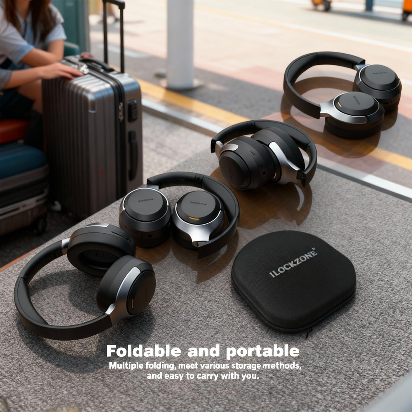 ILOCKZONE LC30Pro 하이브리드 ANC 블루투스 5.4 오버이어 헤드폰 블랙 | LC30Pro Hybrid Active Noise Cancelling Headphones