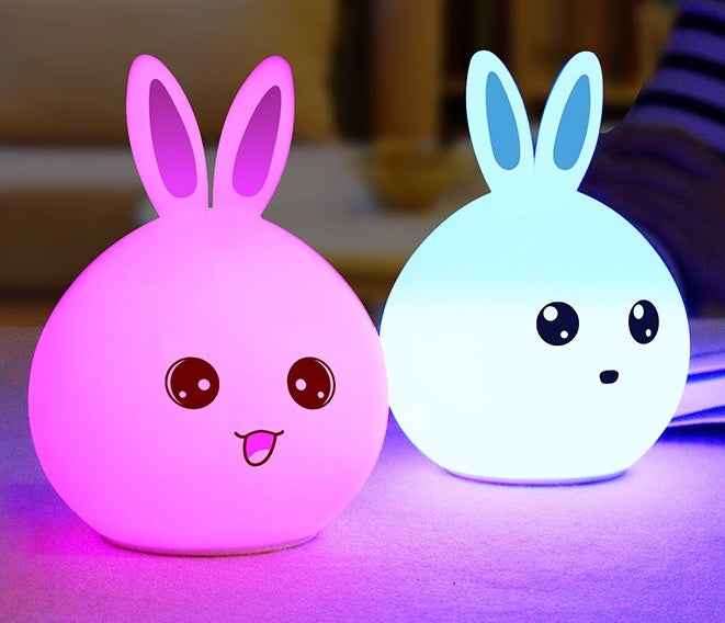 Cute Rabbit Silicone LED Night Light Touch Sensor Color Changing Lamp