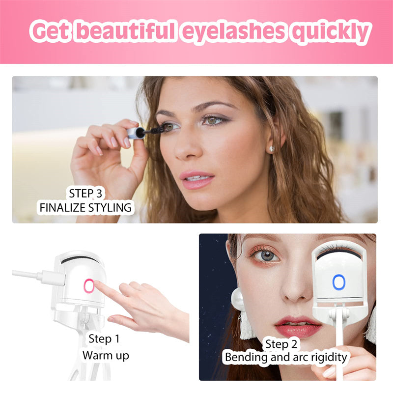 Heated Eyelash Curler USB Rechargeable Electric Lash Curler with Temperature Control