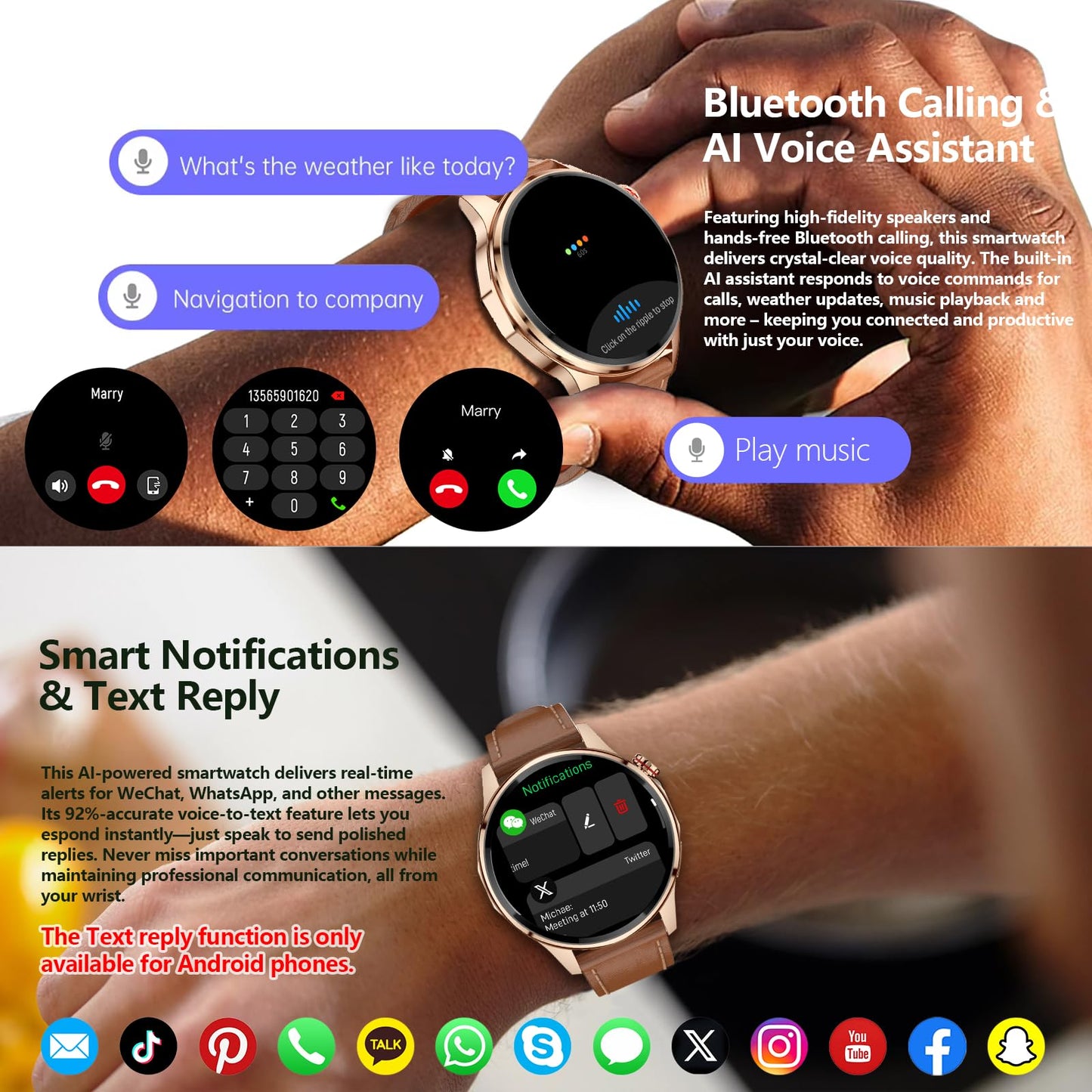 Men's 1.46-inch AI Smartwatch with Built-in GPS, Bluetooth Calls, and 5 ATM | Built-in GPS Smart Watch 