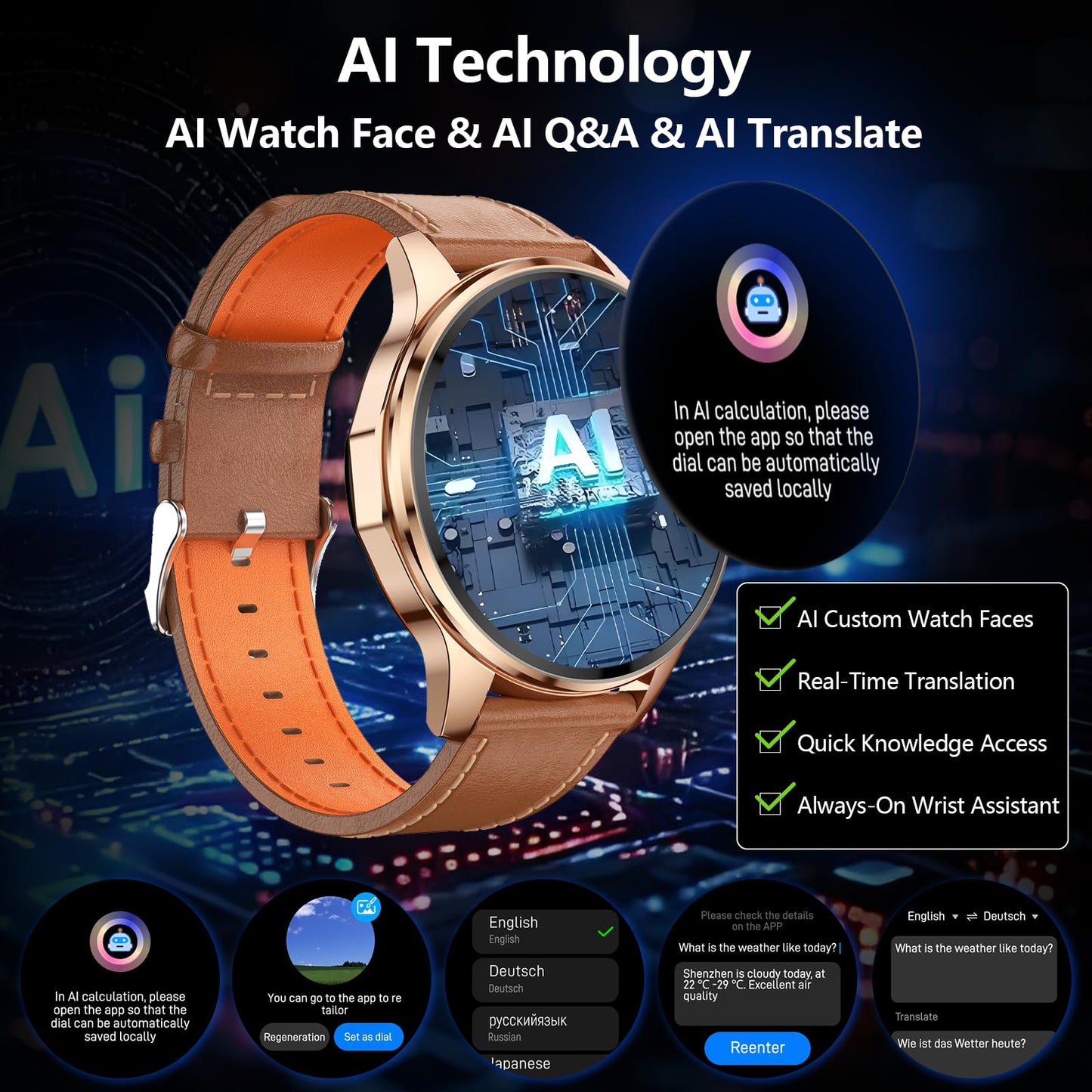 Men's 1.46-inch AI Smartwatch with Built-in GPS, Bluetooth Calls, and 5 ATM | Built-in GPS Smart Watch 