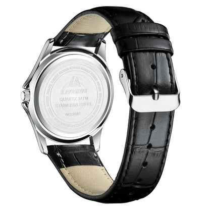 엘엔 렌친 남성용 38mm 스테인리스 쿼츠 시계 확장 밴드 | LN LENQIN Men’s Analog Watch