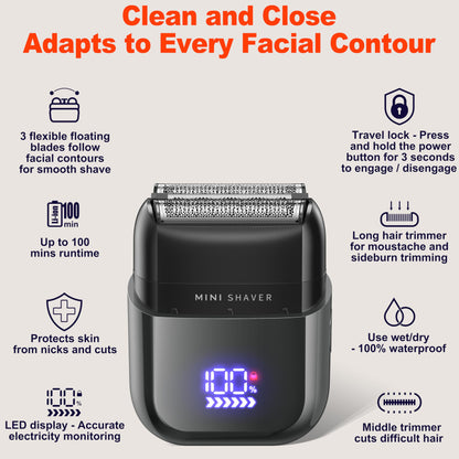 텔펀 WF-2043 전기 면도기 IPX7 방수 USB-C 충전 휴대용 | Telfun WF-2043 Electric Shaver