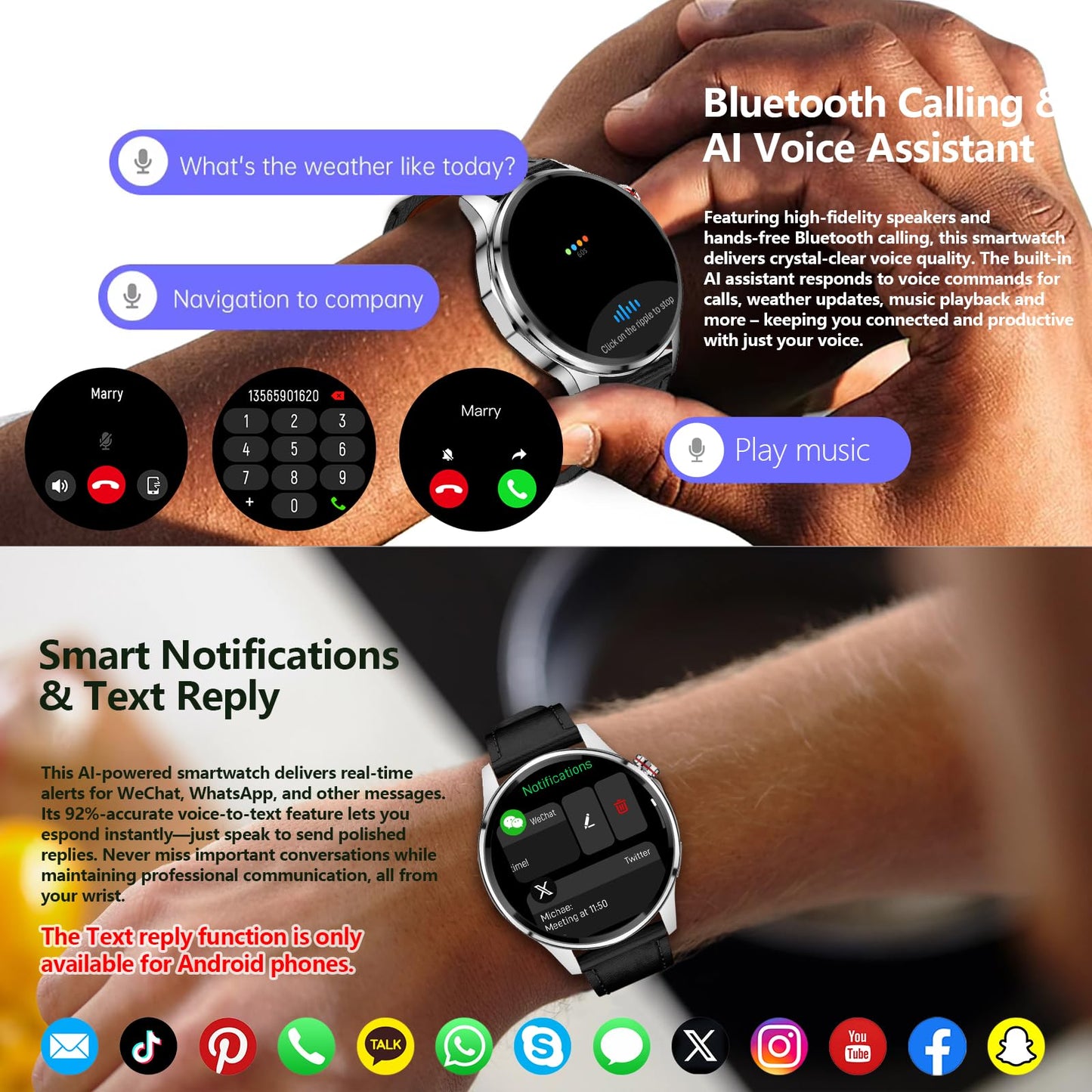 Men's 1.46-inch AI Smartwatch with Built-in GPS, Bluetooth Calls, and 5 ATM | Built-in GPS Smart Watch 