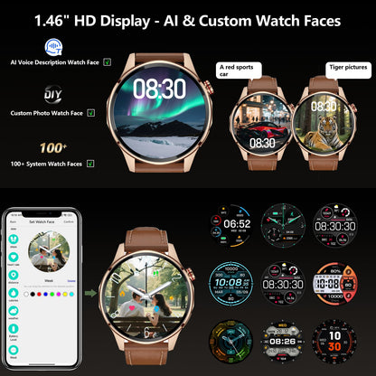 Men's 1.46-inch AI Smartwatch with Built-in GPS, Bluetooth Calls, and 5 ATM | Built-in GPS Smart Watch 