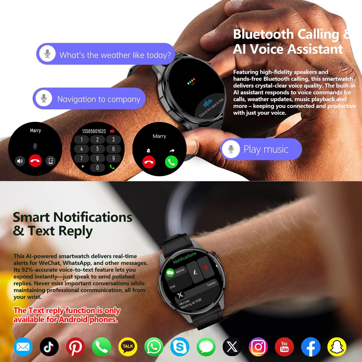 Men's 1.46-inch AI Smartwatch with Built-in GPS, Bluetooth Calls, and 5 ATM | Built-in GPS Smart Watch 