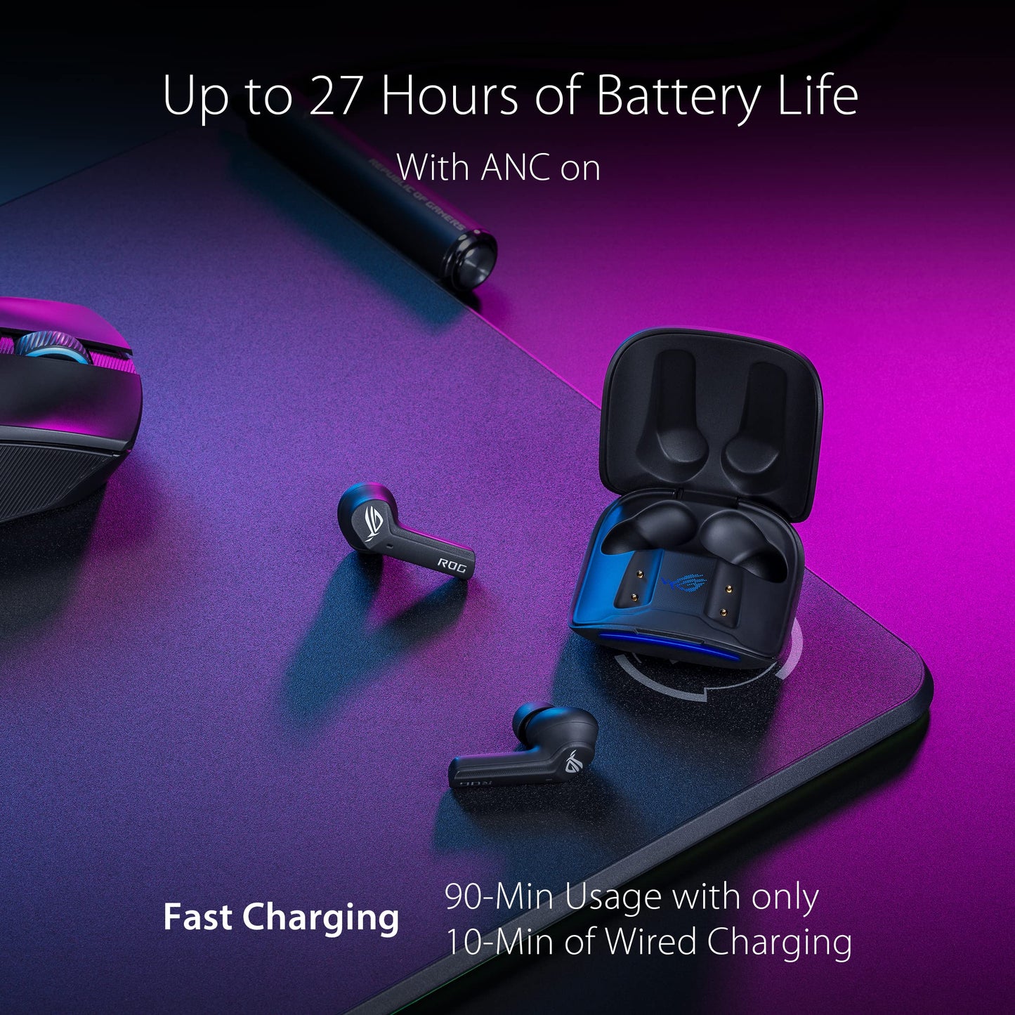 ASUS ROG Cetra True Wireless SpeedNova 게이밍 이어버드 블랙 | ROG Cetra SpeedNova Gaming Earbuds