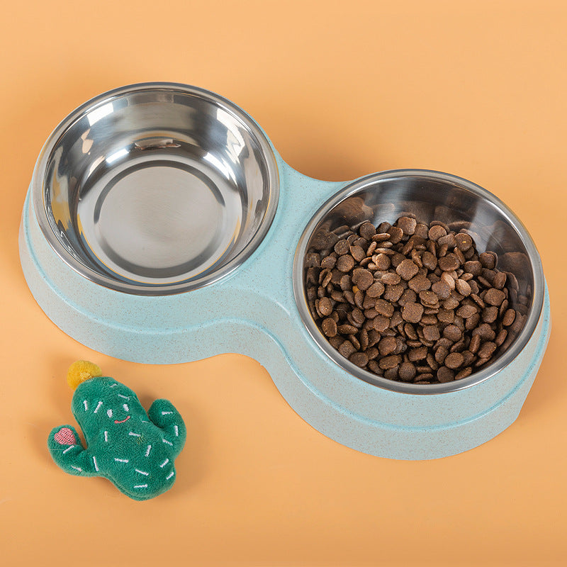Double Pet Bowls Stainless Steel Dog Food and Water Feeder