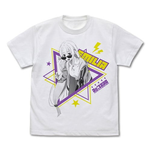 Re:Zero Emilia Street Fashion Ver. T-Shirt White M by Cospa, anime graphic tee inspired by Re:Zero Starting Life in Another World, 100% cotton unisex Japan version