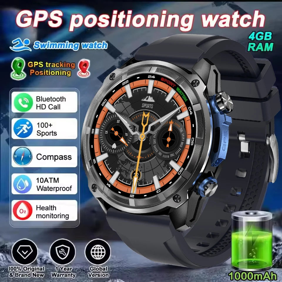 2025 Military Offline map 1000mAh Battery Smart Watch 4GB Big Memory GPS Navigation MP3/MP4 Player Swim Sports trackr Smartwatch