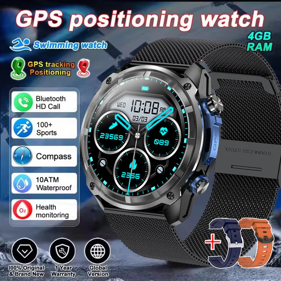 2025 Military Offline map 1000mAh Battery Smart Watch 4GB Big Memory GPS Navigation MP3/MP4 Player Swim Sports trackr Smartwatch