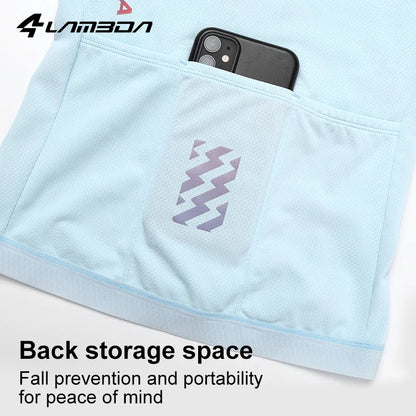 Lameda Women's Cycling Jersey Long Sleeve Slim Fit Bike Clothing Biking Shirts Full Zip Bicycle Tops Jersey with 3 Pocke