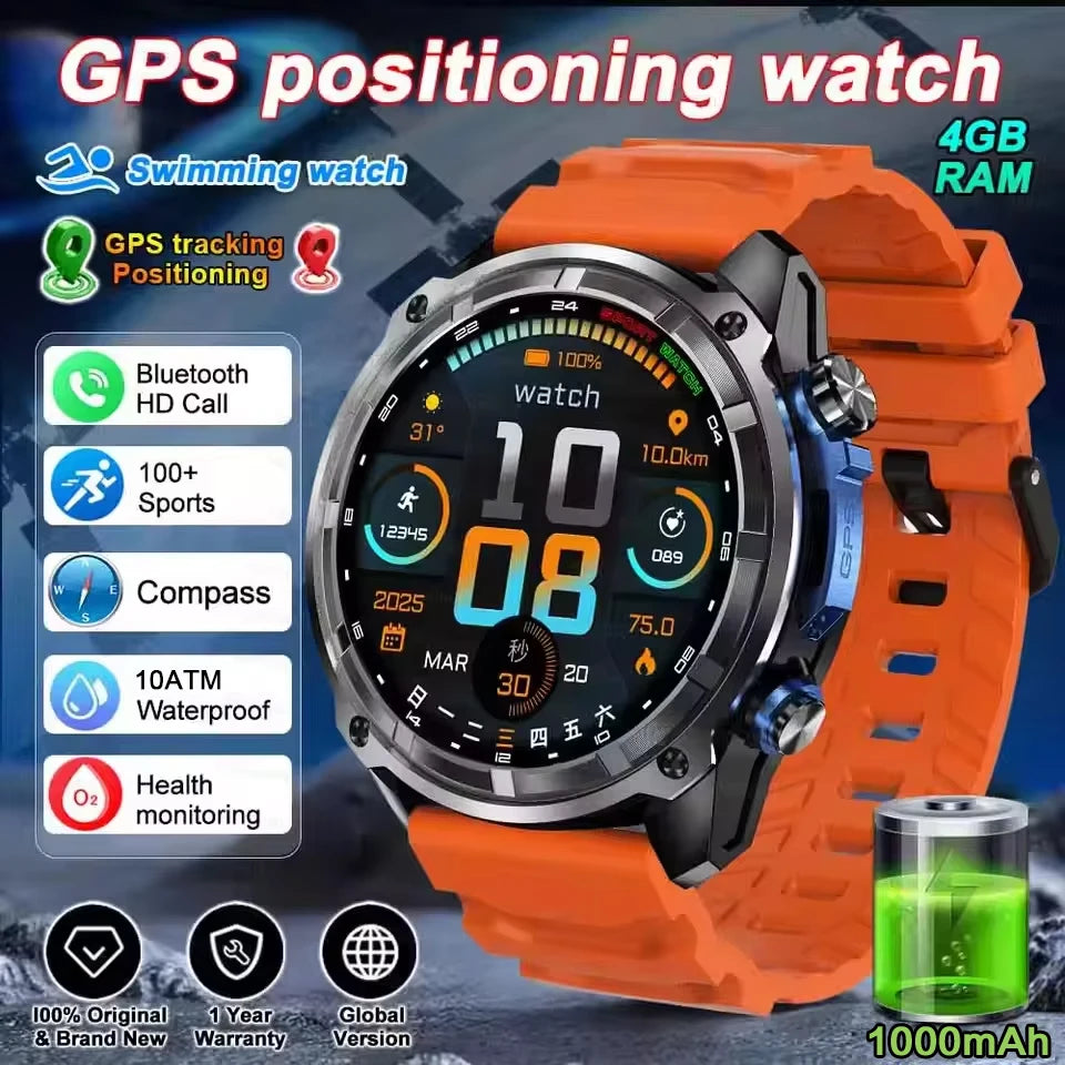 2025 Military Offline map 1000mAh Battery Smart Watch 4GB Big Memory GPS Navigation MP3/MP4 Player Swim Sports trackr Smartwatch