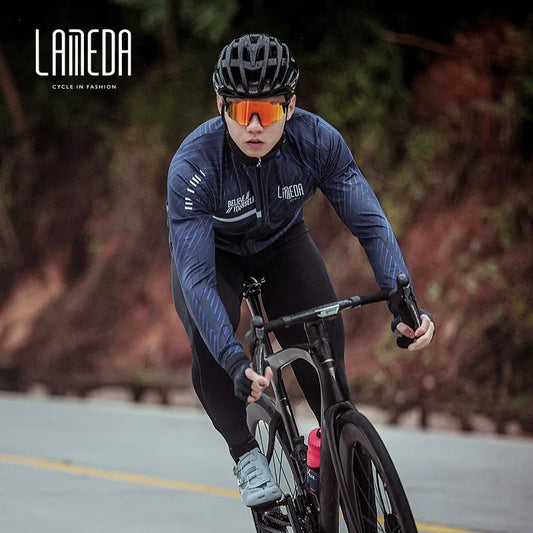 Lameda Men 5-10°c Windproof 3-layer Composite Fleece Thermal Cycling Jacket Autumn Winter Road Bike