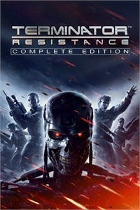 TERMINATOR RESISTANCE Complete Edition Xbox Series X|S 게임플레이 스크린샷, 미래 전장에서 터미네이터와 전투하는 FPS 장면