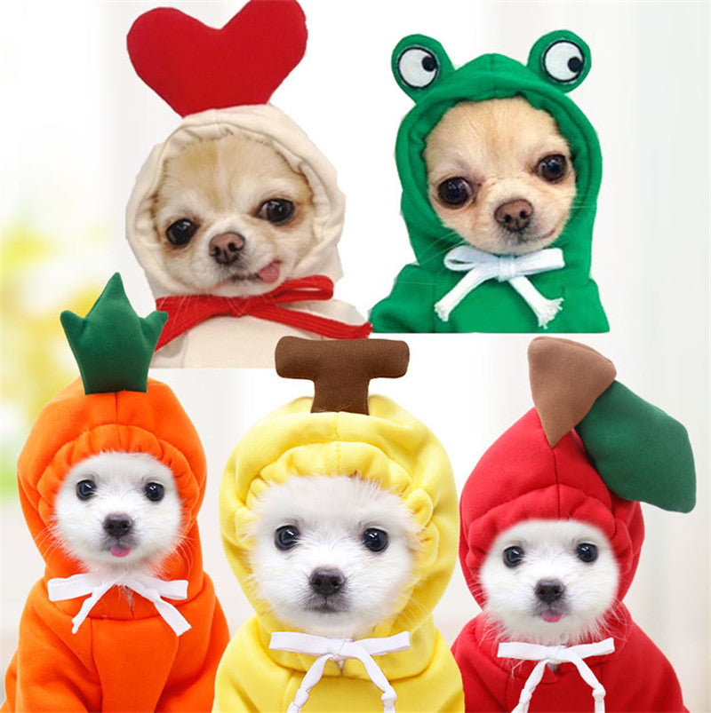 Cute Fruit Dog Hoodie Winter Warm Fleece Pet Clothes for Small Dogs
