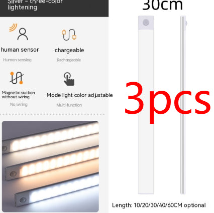 Smart Infrared Sensor Cabinet Light Wireless Magnetic Rechargeable LED Lamp