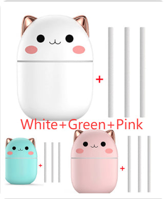 Cute Cat USB Air Humidifier LED Cool Mist Aromatherapy Diffuser