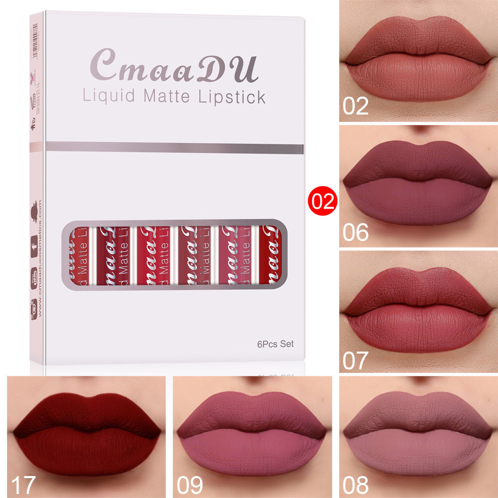 6PCS Matte Lip Gloss Set Waterproof Long Lasting Non-Stick Lipstick