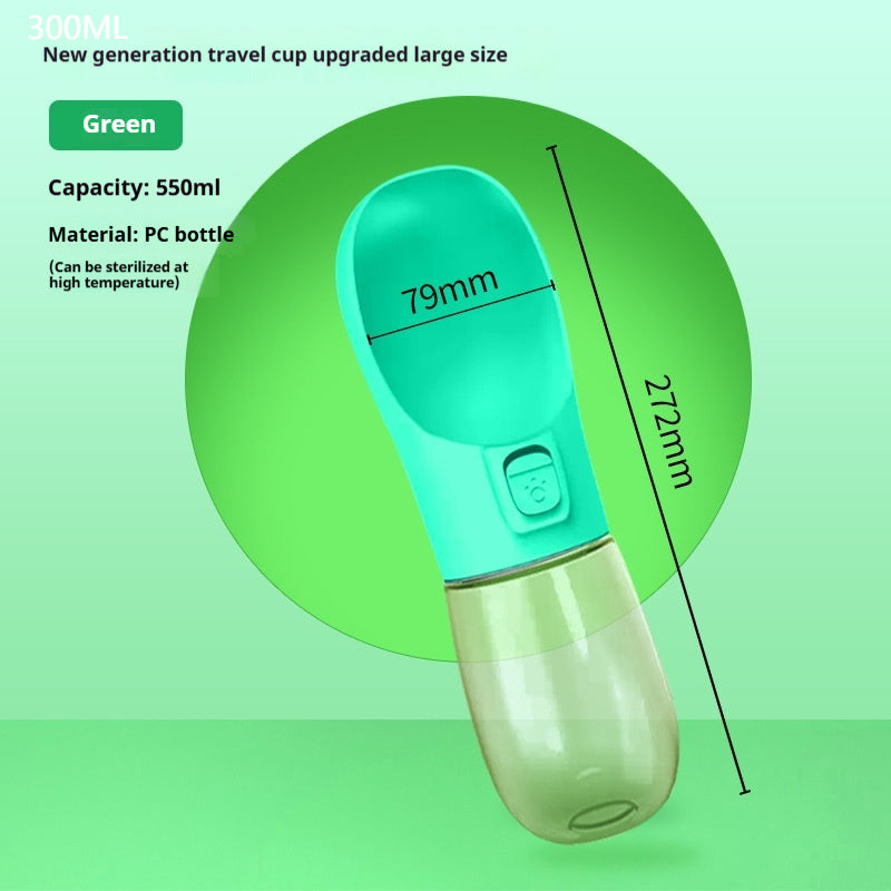 Portable Pet Water Bottle Feeder Bowl Travel Dog Water Dispenser 458ml