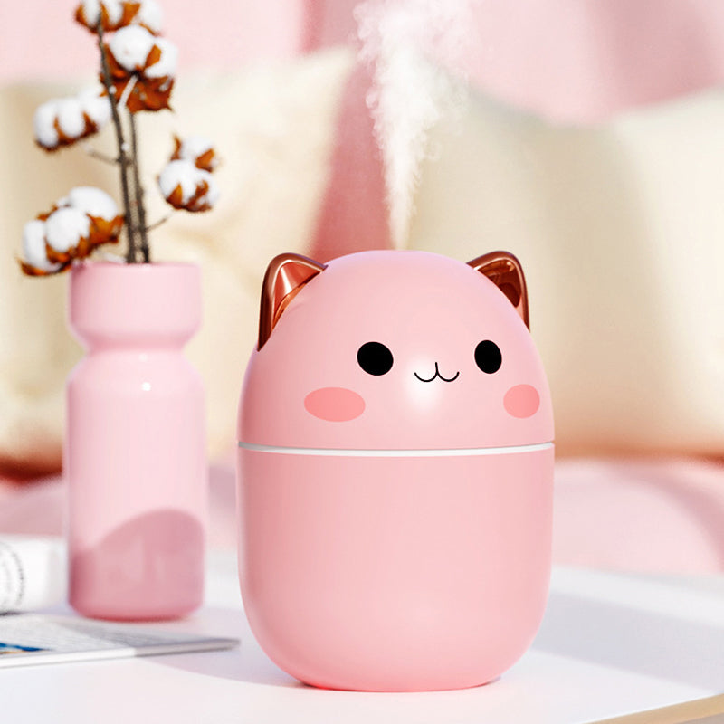 Cute Cat USB Air Humidifier LED Cool Mist Aromatherapy Diffuser