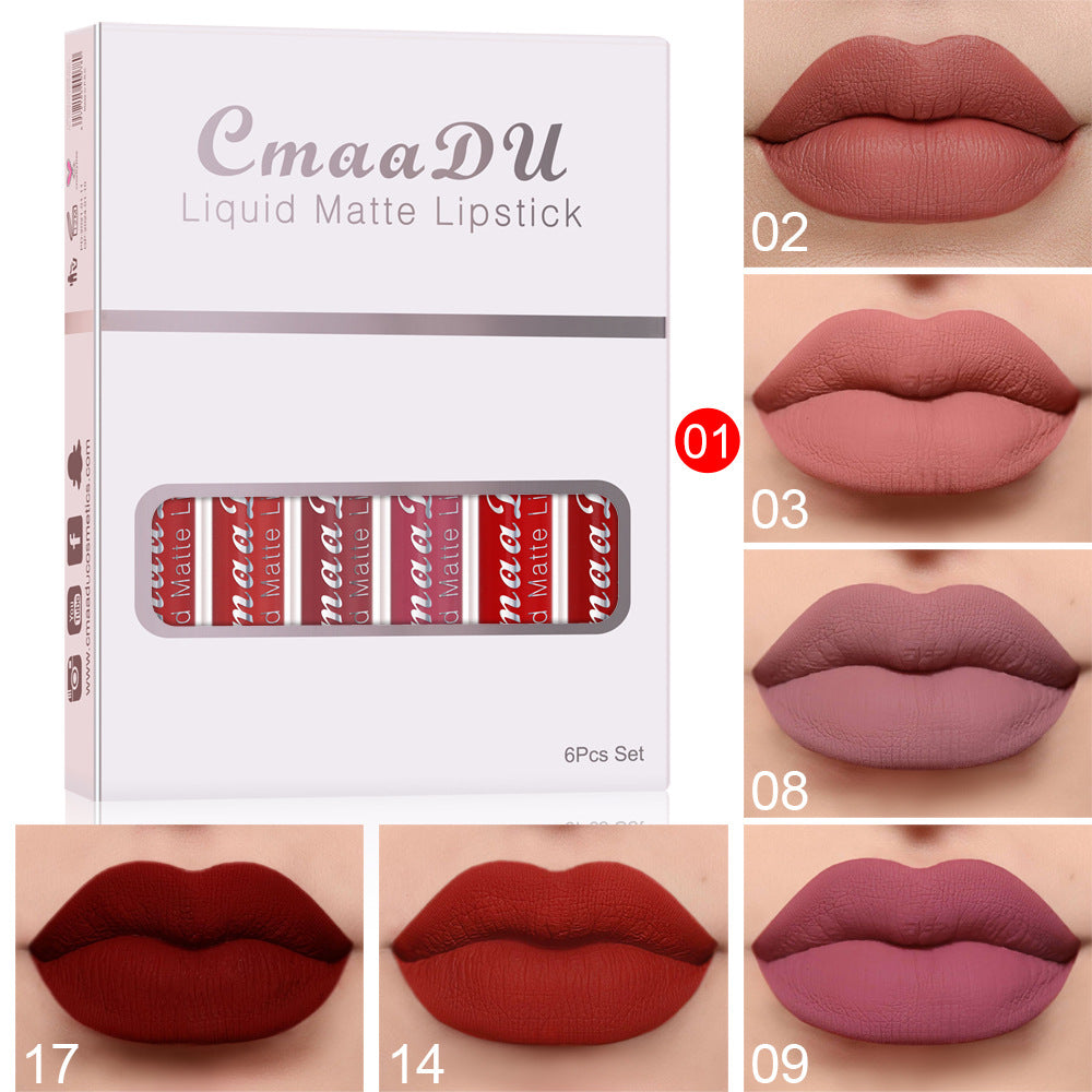 6PCS Matte Lip Gloss Set Waterproof Long Lasting Non-Stick Lipstick