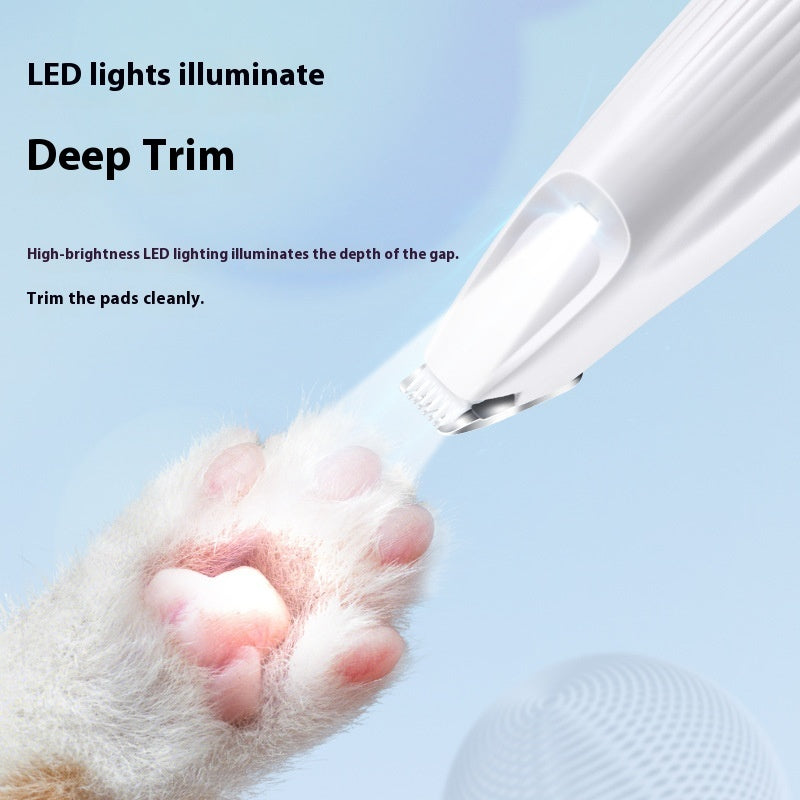 LED Pet Paw Trimmer Electric Dog Grooming Clipper Waterproof USB