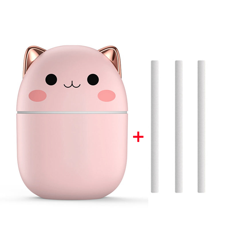 Cute Cat USB Air Humidifier LED Cool Mist Aromatherapy Diffuser